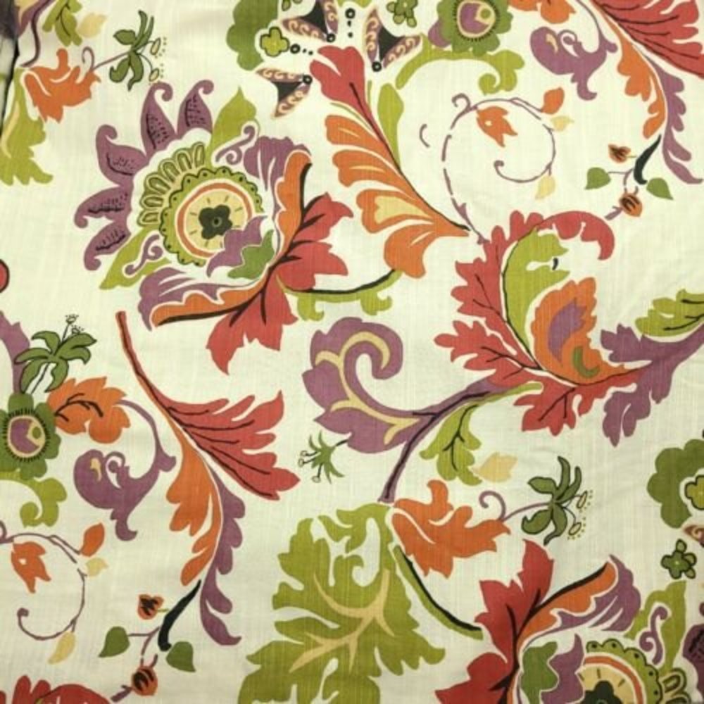 Floral Curtains 84 x 48 World Market Panels 2 Beige Purple Green Orange Red